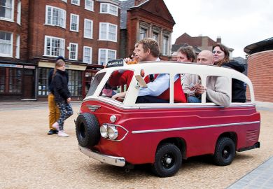 People squeezed into tiny van