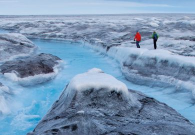 People walking in Greenland for Sara Penrhyn Jones' film Timeline