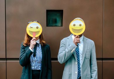 People with emoji masks
