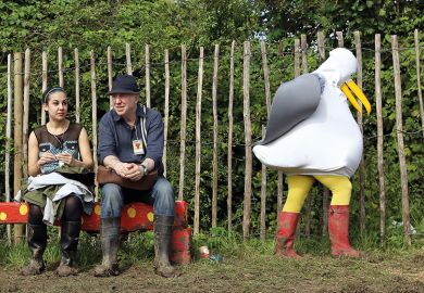 Person in seagull costume
