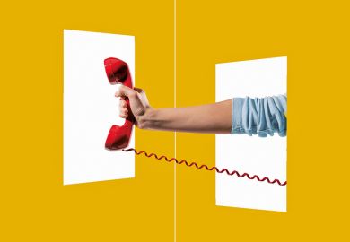 Hand with analogue phone handset