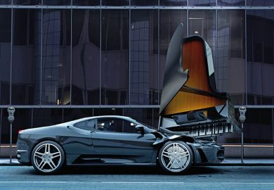 Grand piano falls on sports car