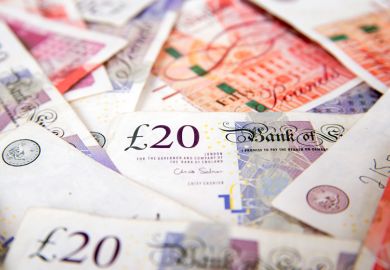 Pile of British currency notes (pounds)