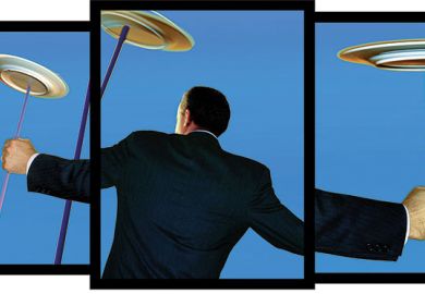 Illustration of man spinning plates Illustration of man spinning plates