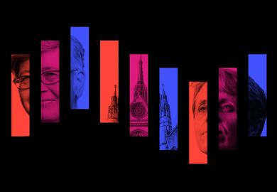 Montage of podcast icon with Sasha Roseneil, vice-chancellor of University of Sussex, the Royal Courts of Justice and Kathleen Stock