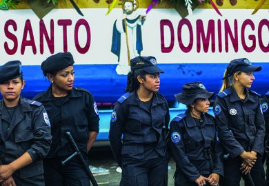 A number of female Nicaraguan police stand in a row