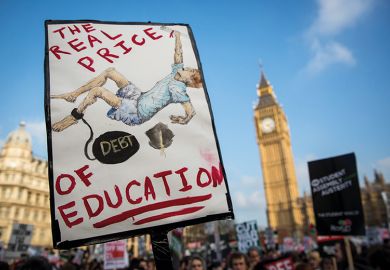 Banner reading 'The real price of education: debt' Banner reading 'The real price of education: debt'