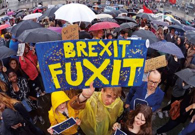 Protestors at anti-Brexit demonstration, Trafalgar, Square, London