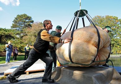 Weighing huge pumpkin