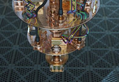 Quantum computer Quantum computer illustrating an opinion article about the value of international collaboration and long term vision in research