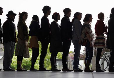 Queue of people in silhouette Queue of people in silhouette