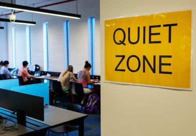 Students in a quiet zone at university. As an illustration that students are reluctant to report harassment.
