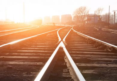 Railway tracks converging