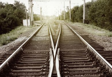 Railway tracks diverging