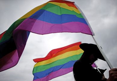 Rainbow flag at a rodeo