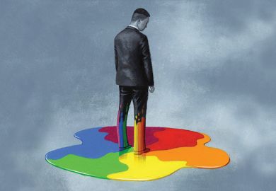 A man in a suit standing in rainbow paint (illustration 21 June 2018) A man in a suit standing in rainbow paint (illustration 21 June 2018)