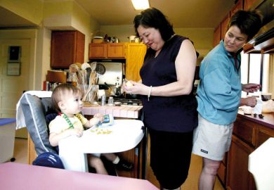 Rebecca Kennedy and Mary Li with daughter