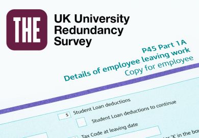 UK University Redundancy Survey logo and a P45 form