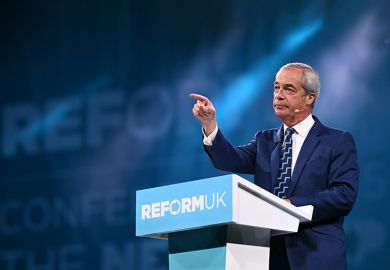 Reform UK leader Nigel Farage delivers his speech on the first day of the party’s conference at the NEC Birmingham on 5 September 2025