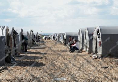 Kurdish refugees at a camp in Suruc, Turkey