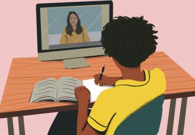 An African student learns online, illustrating remote overseas learning