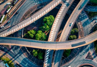A road junction, seen from the air