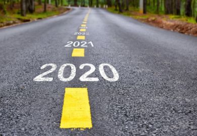 Road with years stretching into distance Road with years stretching into distance