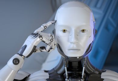 A robot points to its head, symbolising memory