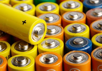 Rows of multi-coloured AA batteries Rows of multi-coloured AA batteries