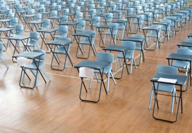 Rows of exam desks Rows of exam desks