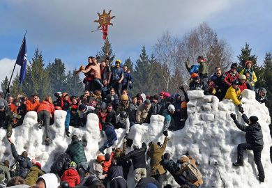 Climbing over a wall
