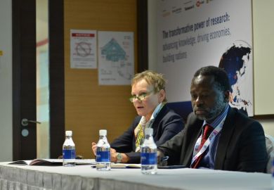 Sabine Kunst speaks at the World Academic Summit