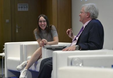 Sabrina Gonzalez Pasterski speaks at the THE World Academic Summit