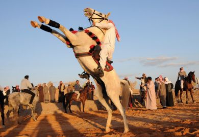 Saudi man riding horse, Tabuk, Saudi Arabia