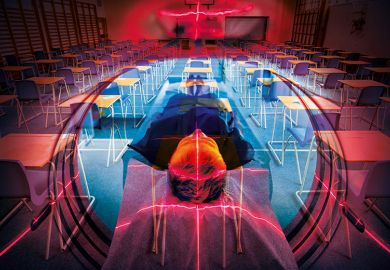 MRI scan superimposed on classroom MRI scan superimposed on classroom
