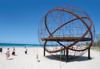Abstract sculpture on beach