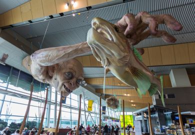 Sculpture of Gollum from the movie The Lord of the Rings and the Hobbits display in Wellington international Airport in Wellington, New Zealand