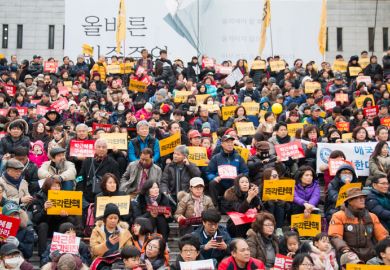 Seoul, South Korea - December 3, 2016 Hundreds of thousands of people gathered at a rally to call for the impeachment of President Park Geun-hye.