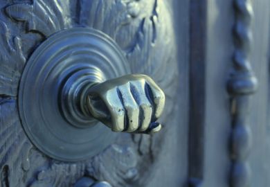 Shut door with fist