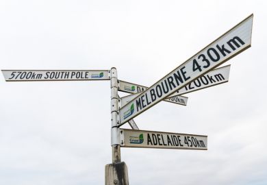 Sign at South Australia’s southernmost point, Port Macdonnell, showing the distances to various cities and the South Pole  Sign at South Australia’s southernmost point, Port Macdonnell, showing the distances to various cities and the South Pole