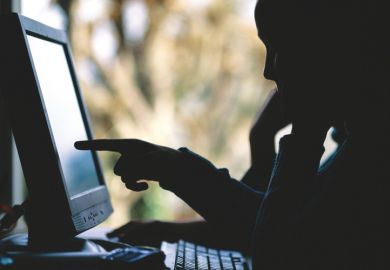 Silhouette of people using desktop PC Silhouette of people using desktop PC