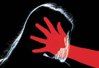 Silhouette of woman with face covered by person's hand Silhouette of woman with face covered by person's hand