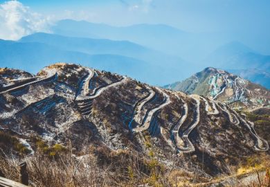 Zuluk hilltop, a lower Himalayan transit point on the Silk Route, in Sikkim, India. 