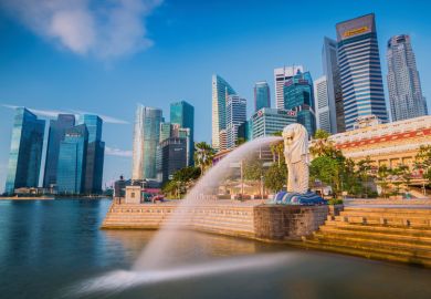Singapore skyline, Merlion fountain, Asia University Rankings 2016 Singapore skyline, Merlion fountain, Asia University Rankings 2016