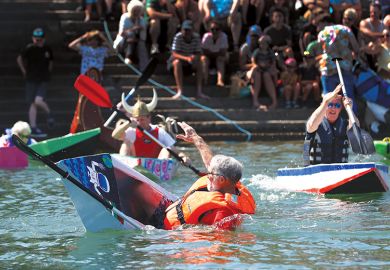 Man in a sinking boat
