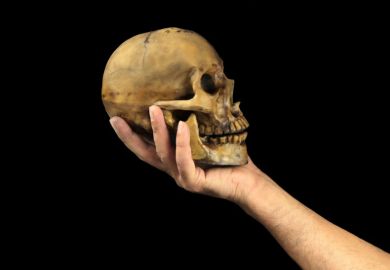 A skull in hand