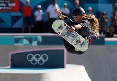 Sky Brown competing at the Paris Olympics