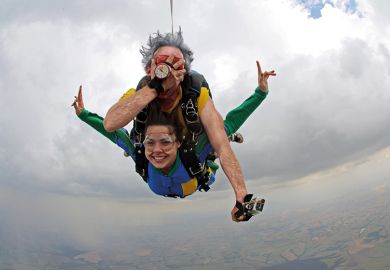 Dad and daughter in tandem skydive