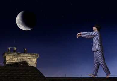 A man sleepwalking on a roof