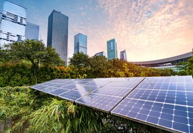 Solar panels in city